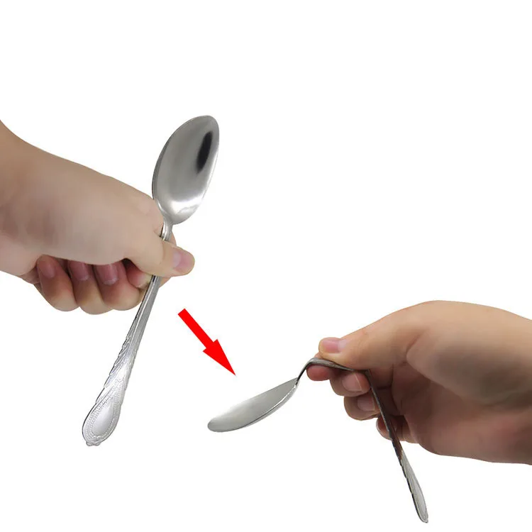 MOMOMAGE Cuillère auto-courbante - Tours de magie - Pliez une cuillère dans la main - Accessoires magiques - Gros plan - Illusions - Gimmicks