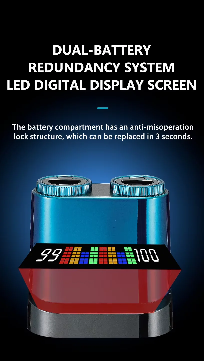 KM-8559 rapide détachable batterie tondeuse à cheveux rasoir électrique avec compartiment de charge de la batterie