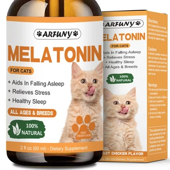Pet Health Melatonin Drops Supplements for Cats,Supports Falling Asleep,Cat Calming, Cat Anxiety Relief, Stress Relief for Cats