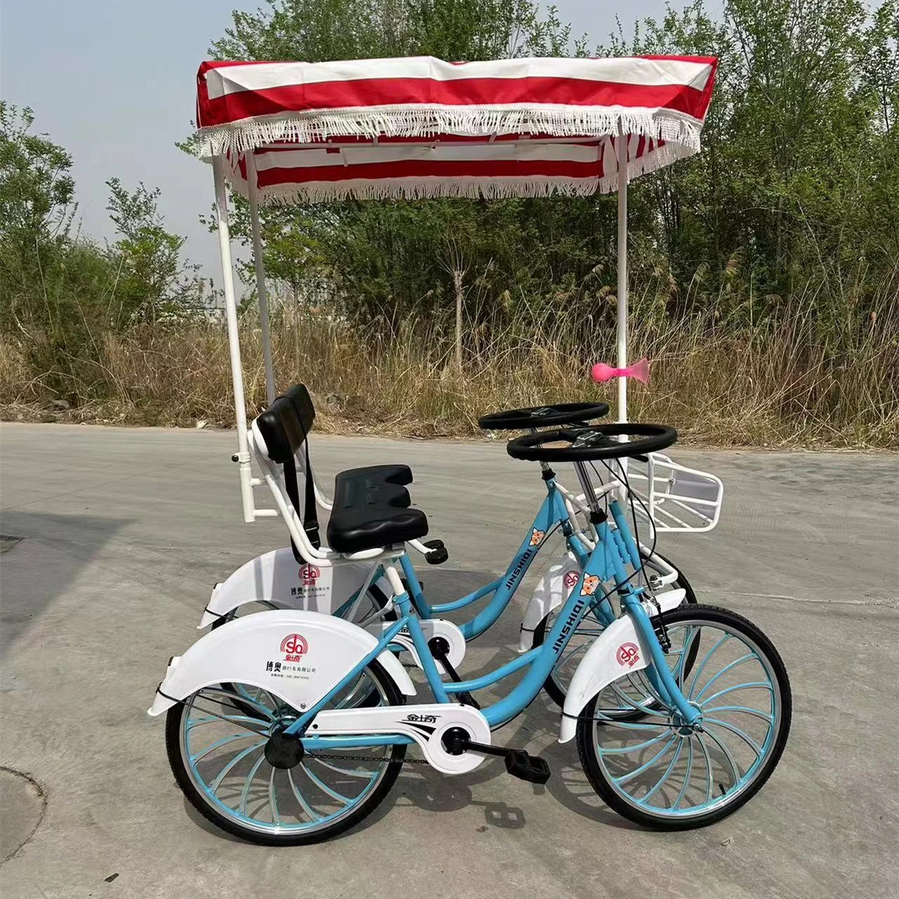 Park Seaside Rental Sightseeing Multi Person Cycling Family Wheel Pedal  Bike Fun Surrey Bike Seat Tandem Bicycle