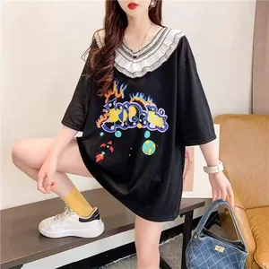 2026 Summer Women's Plus Size Casual Short Sleeve Top Cross-Border European Graphic T-Shirt 3D Argyle Character Pattern Logo
