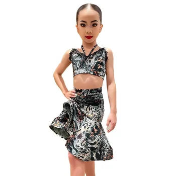 Vennystyle Fashion High End Child Latin Dance Costumes Dress Costume For Kids Practice Women'S Wearable Half Skirt Dance Dress