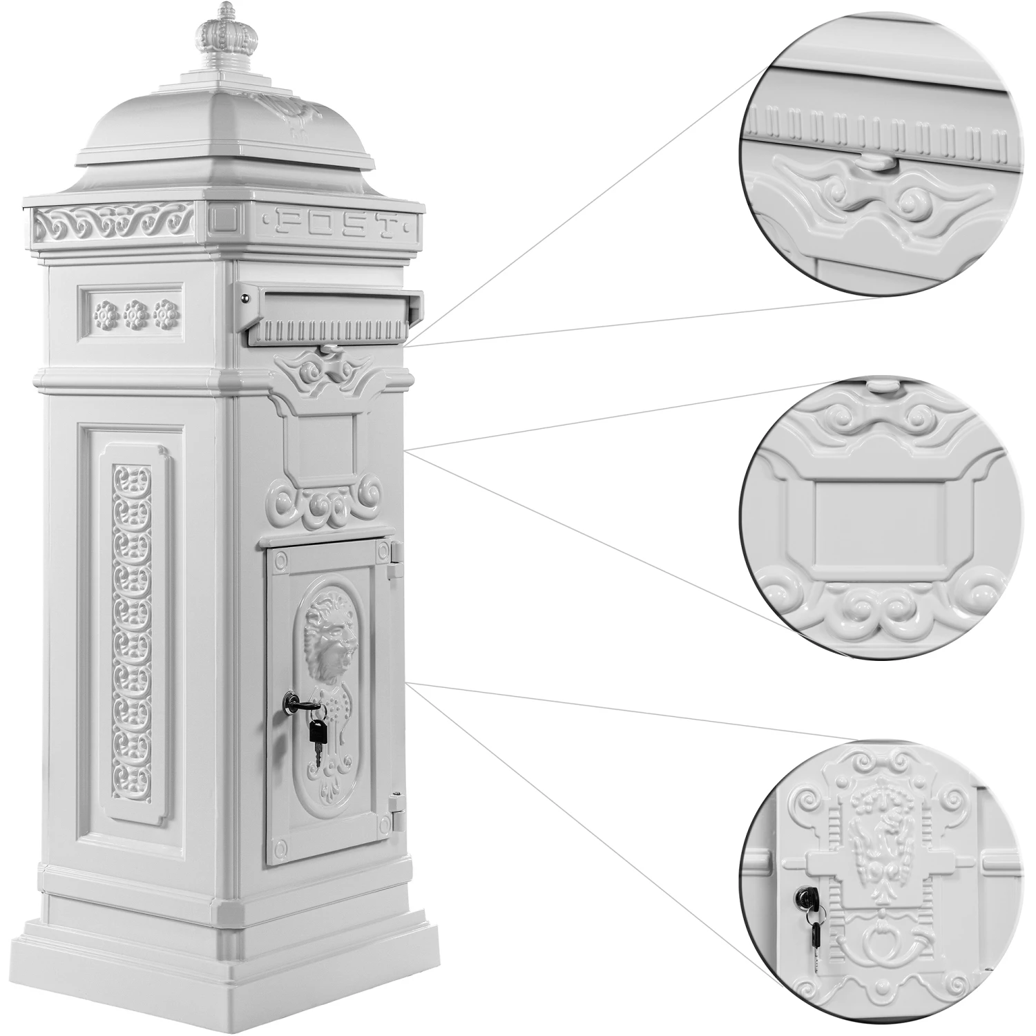 Smart No Rust Standing Cast Metal Mailbox Lock Letter Box Post Box Outdoor Aluminum Letterbox Standing Post Mailbox