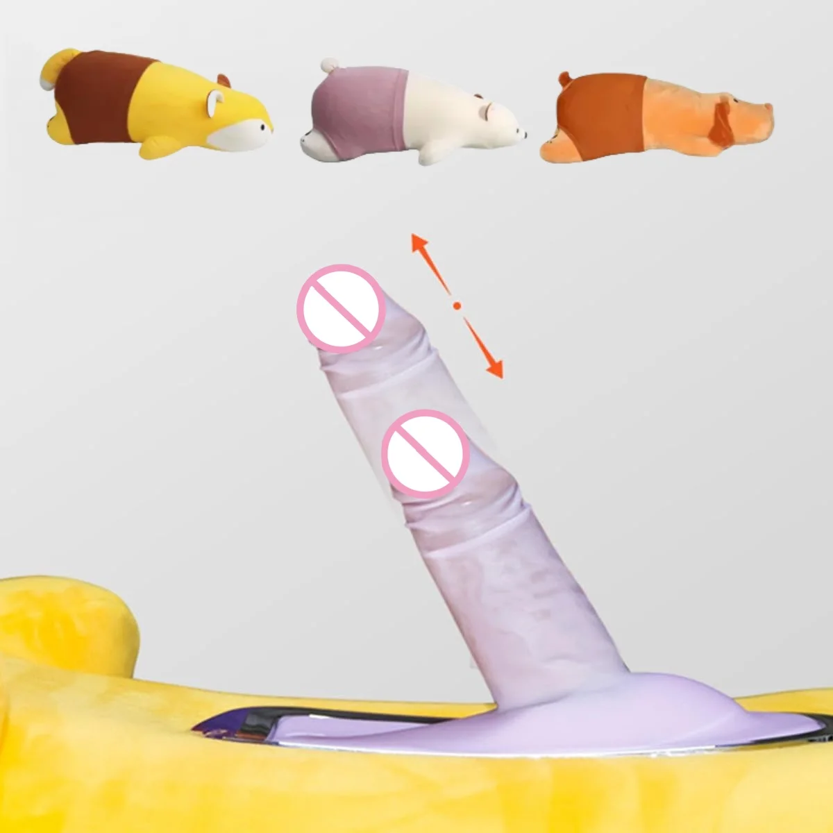 2 in 1 Stuffed Animal, Remote Control 3 Speed 9 Vibration Frequency Heating Function Automatic Thrusting Plush Dildo for Women