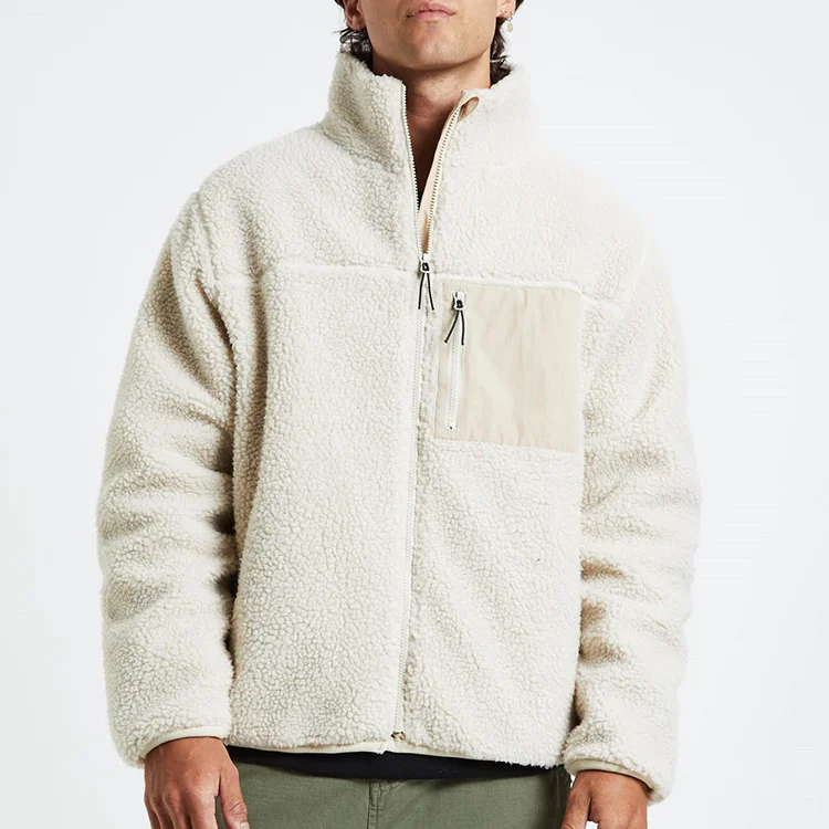 Blank Wholesale Sherpa Wool Jacket With Hood Fleece Zip Up Jacket ...