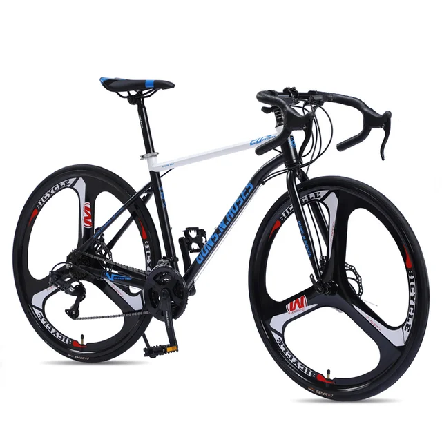 Men's 700c Hybrid Alloy Mountain Bike with C Brake Simulated Carbon Fiber Racing Design Gear Cycle