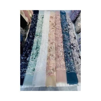 New Arrival Mesh Lace Fabric Embroidery Sequin Wedding Dress Lace
