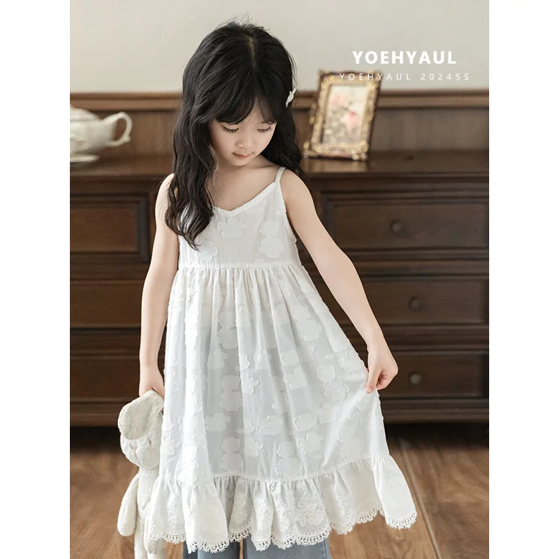 YOEHYAUL ZX0021 2024 Lyocell Children's White Dress Solid Casual