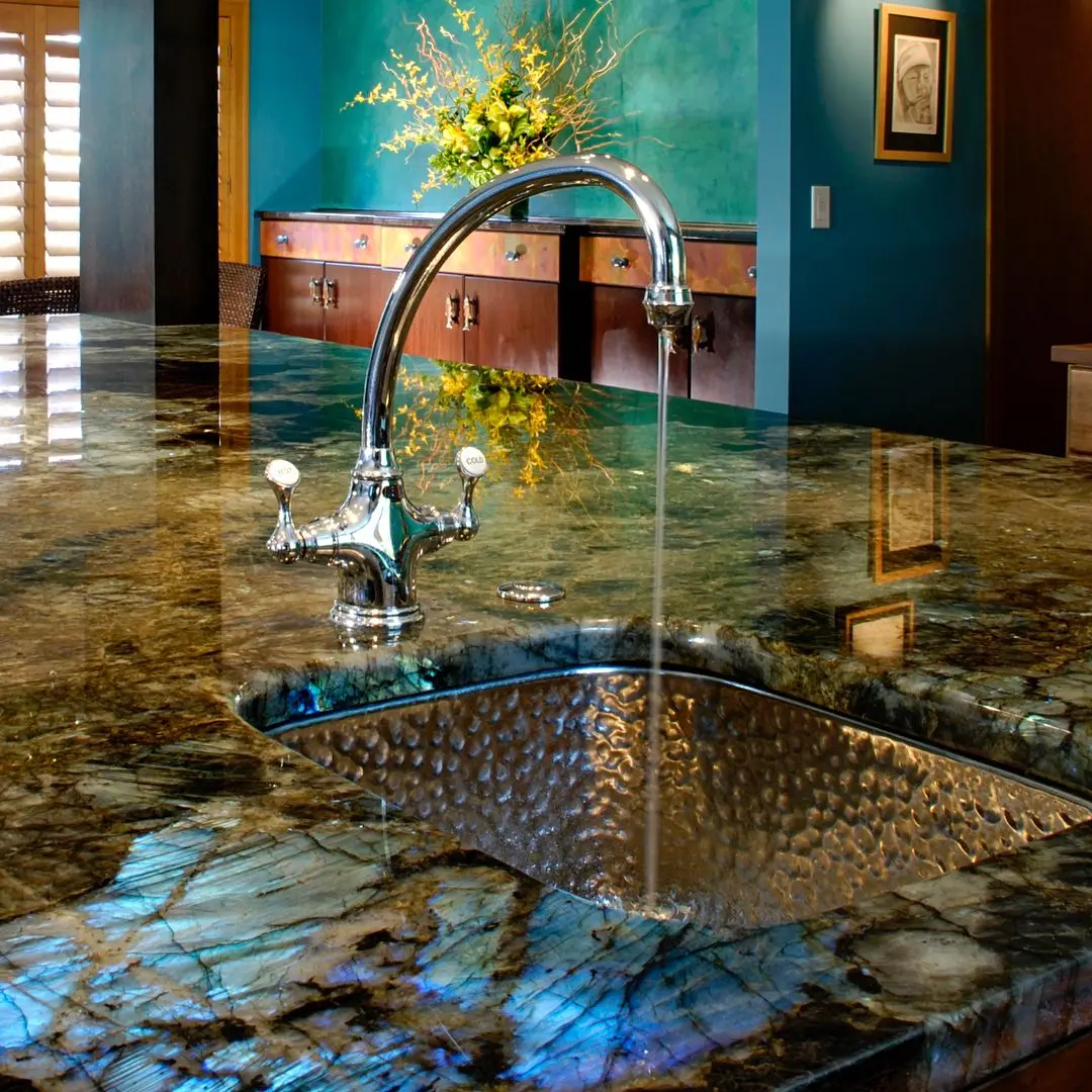 ydstone modern design polished lemurian labradorite blue granite slab natural stone wall for villas-9