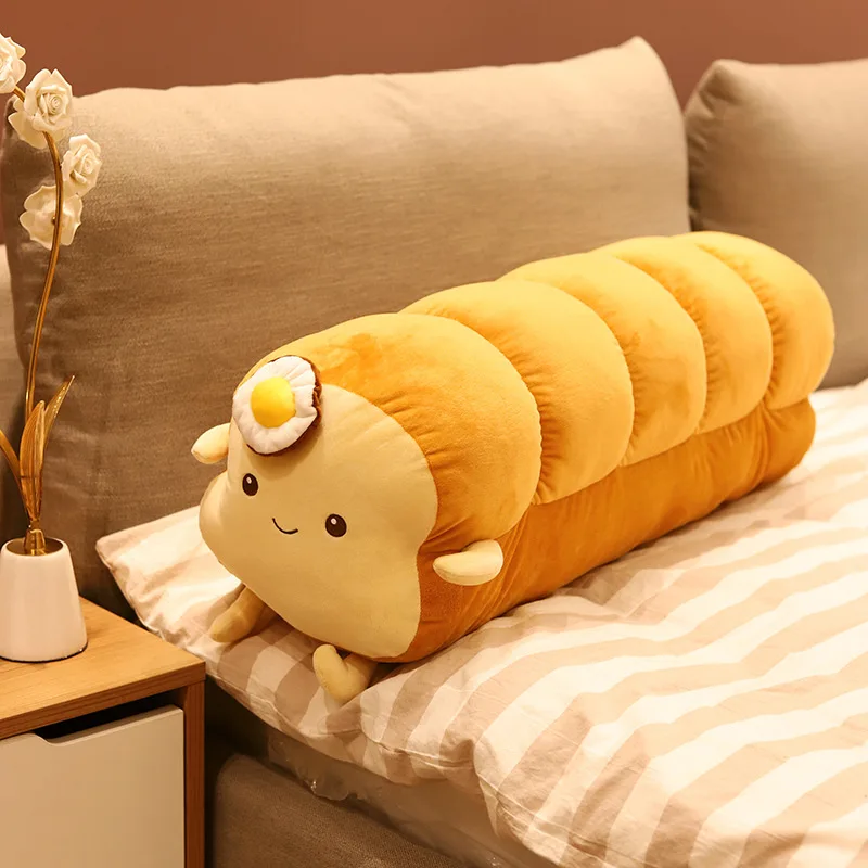 Creative Simulation Large Sleeping Pillow Cushion Soft Plush Toy of Toast Poached Egg & Sliced Bread Filled with PP Cotton