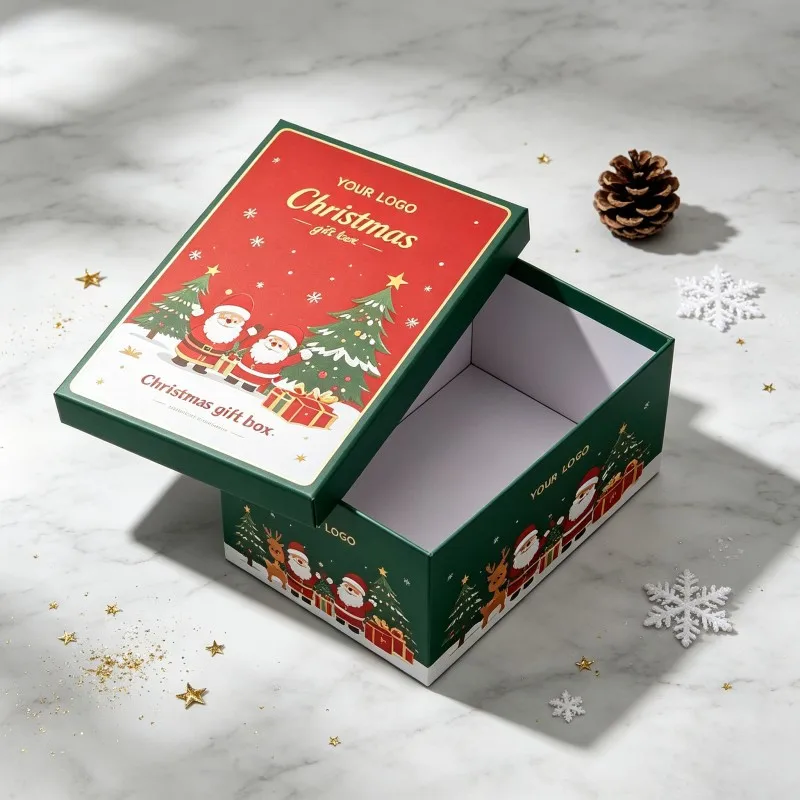 Imballaġġ għall-regali għall-Christmas bil-ink tas-soja għall-biżness, boks bil-għożża u l-bażi għall-posta, imballaġġ għall-regali għall-Christmas personalizzat ta’ alta kwalità