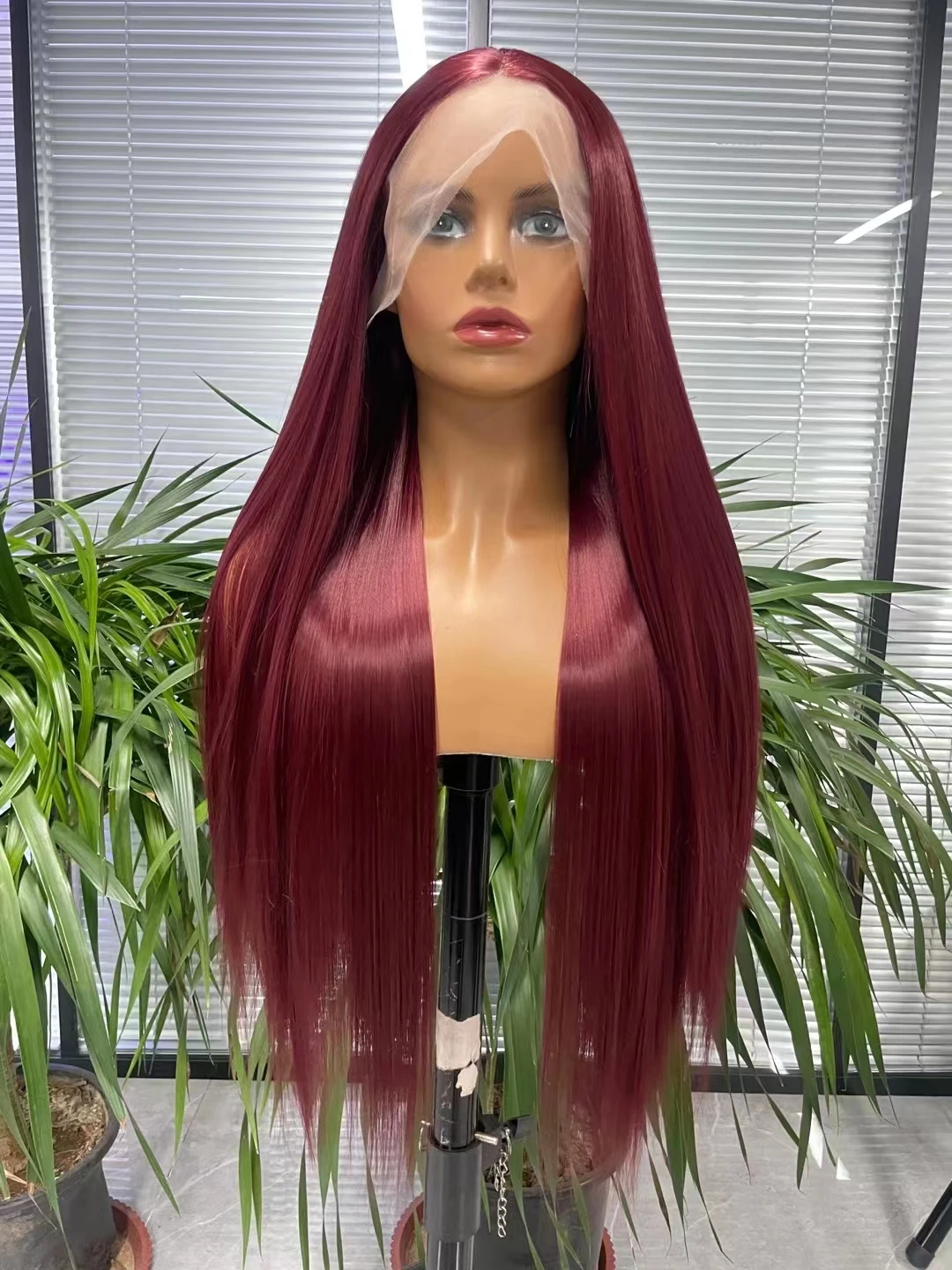 Synthetic Wig Fashion Long Black Straight Hair Wig Highlighting Blonde Hair Synthetic Wig for Girls