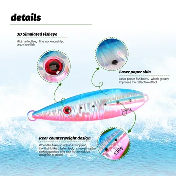 Metal Jig Lure Laser Seven-Color Glow-in-the-Dark Slow-Roll 100g Artificial Hard Bait Sea Fishing Boat Fishing Lead Fish Lure – Metal Jig – view 3