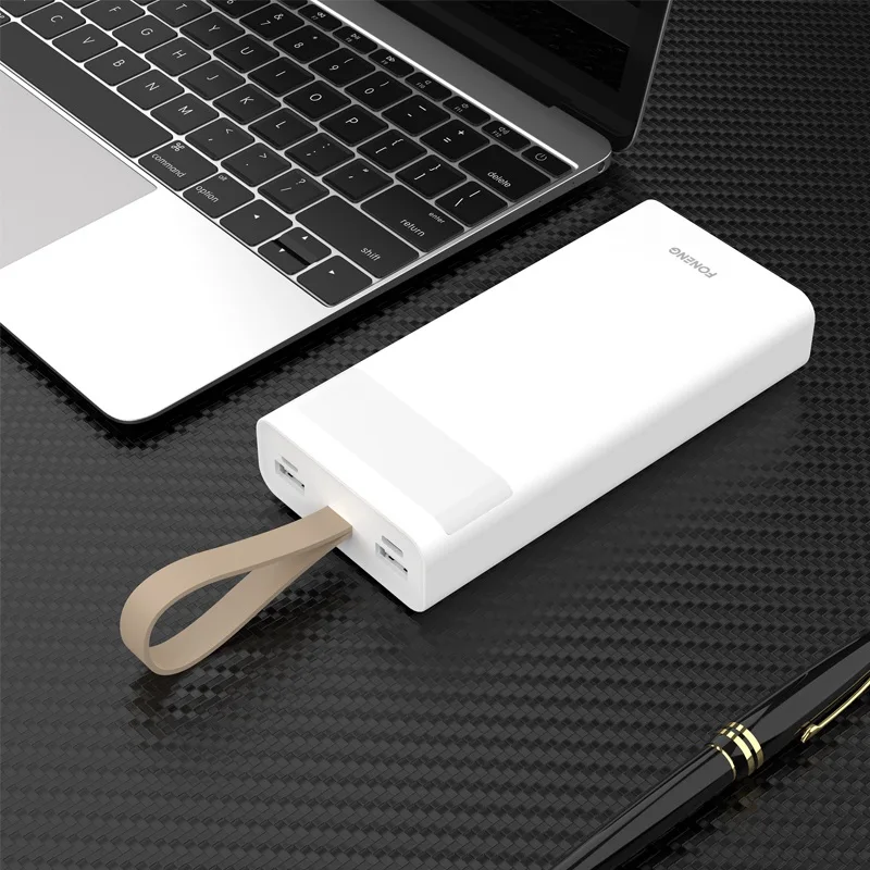 FONENG High Quality Dual Output 20000mAh Polymer Battery Portable Outdoor Power Bank with LED Light 20000mAh Power Bank