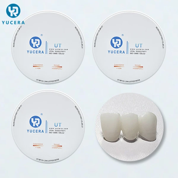 Dental CAD/CAM Zirconia Disc - 49% Light Transmission, 98mm, UT White Shade for Natural-Looking Crowns
