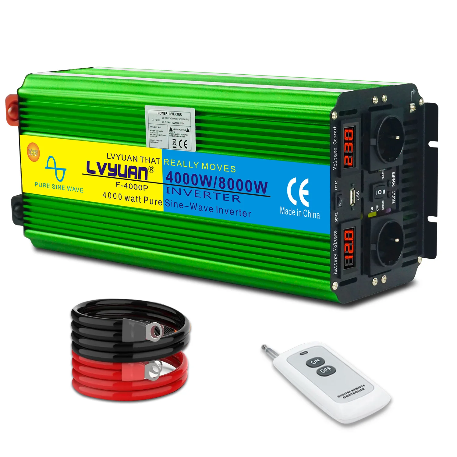 LVYUAN インバーター 純正弦波 4000W 8000W DC 12V 24V - AC 120V 230V 