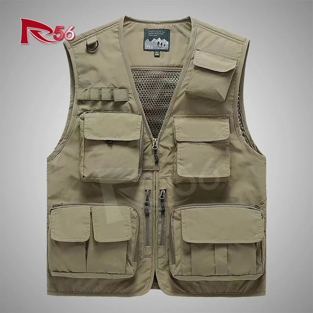 Customized Multi-Pocket Fishing Vest Outdoor Workwear Tactical Collar Jacket for Fishermen Camping and Heavy Duty Applications