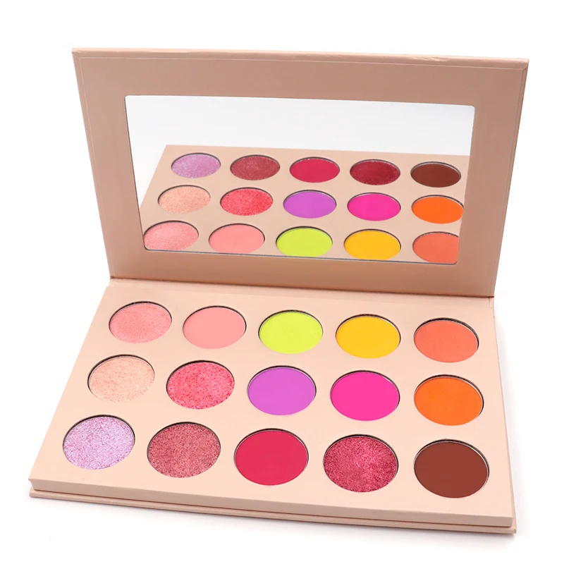 Wholesale No Label Vegan Eye Shadow Professional 15 Color Matte Shimmer Eyeshadow Palette