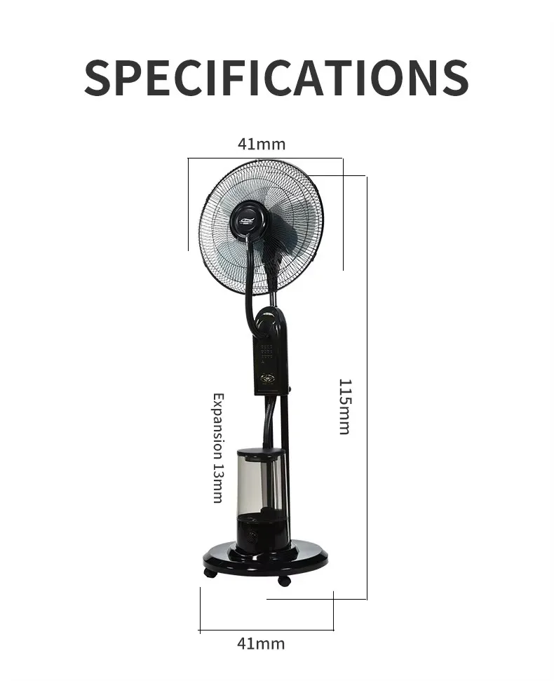 16 Inch Wholesales Remote Control Electric Fan Stand Floor Humidifier Air Cooling Indoor Standing Spray Water Mist Fan