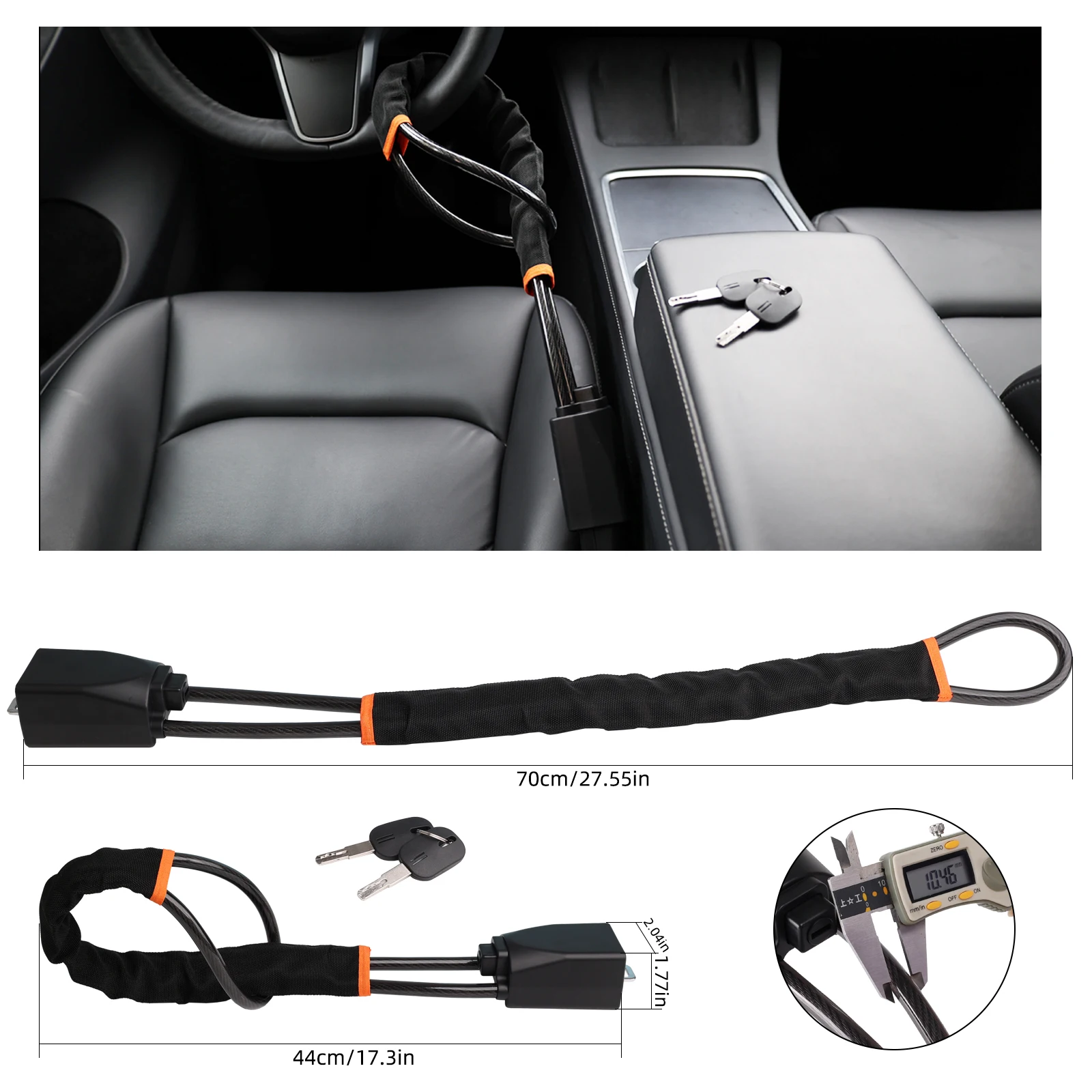 FARBIN Car Antitheft Locking Devices Car Steering Wheel to Seat Belt ...