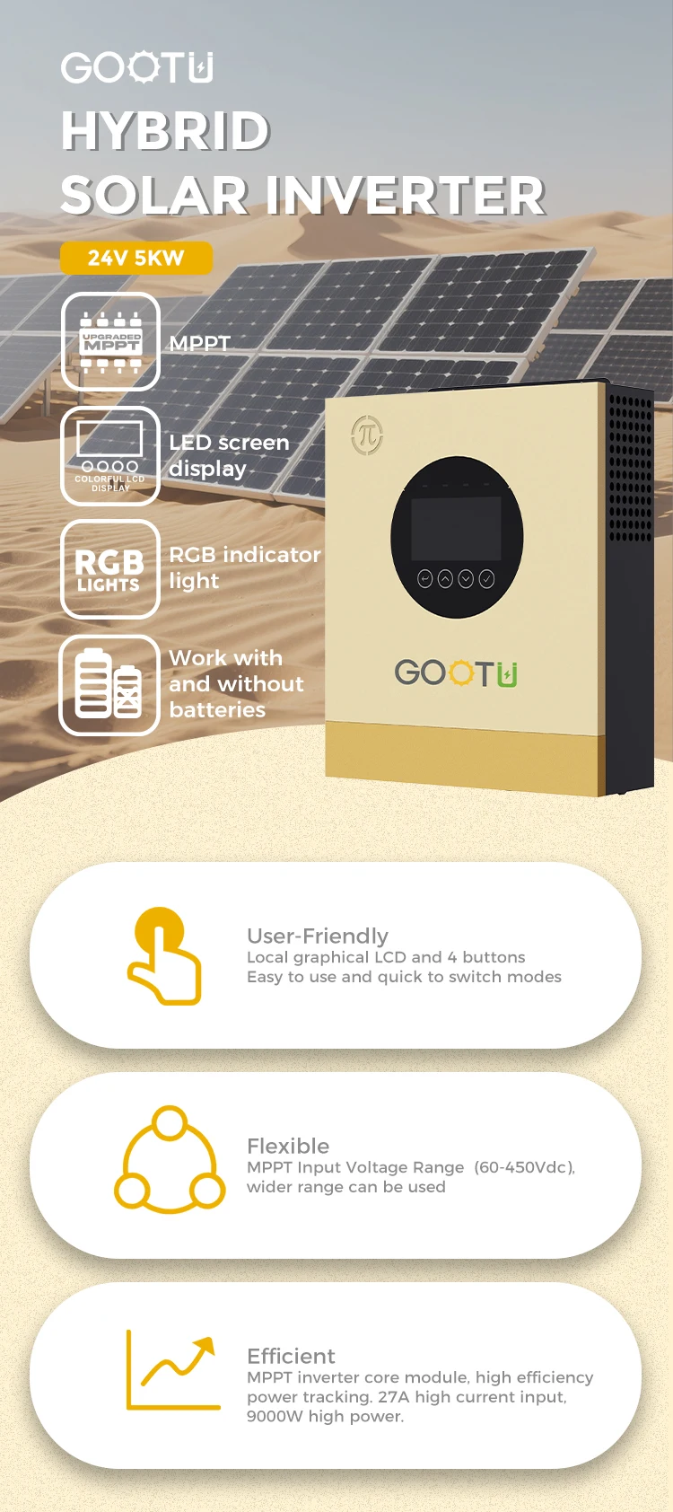 Gutor Inverter GOOTU 5000W Solar Hybrid Inverter with Wifi - Efficient Power