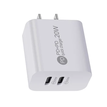 20W Dual Type C Port Wall Charger EU US Plug Fast Charger For Travel For Cell Phones