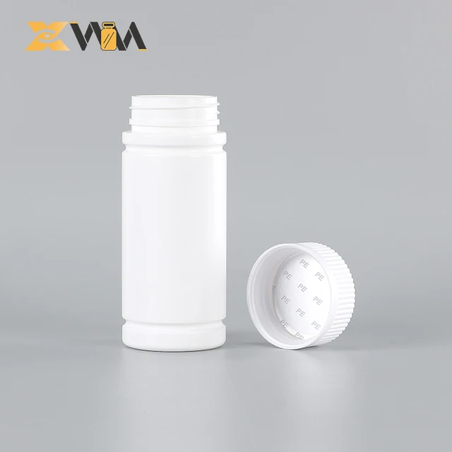 140ml white HDPE plastic bottle supplement nutrition super food vitamin medical pharmacy bottle with custom cap