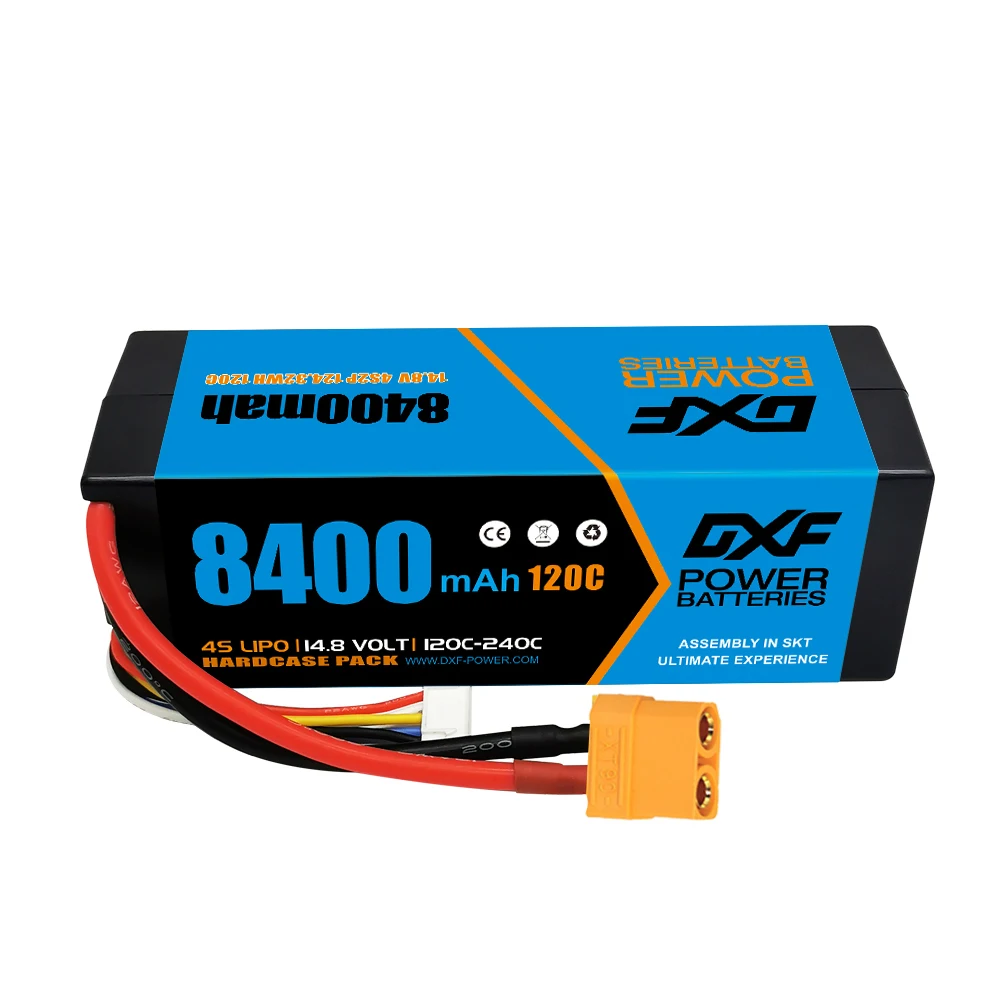 DXF 4s Lipo 14.8V 8400mAh 120C LIPO Battery Hardcase With XT90 For RC 1/8 Buggy Truggy Car, Fits Emaxx, Bandit, Rustler & More!_voghion.com