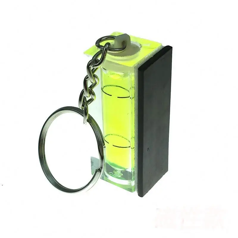 2024 New Pmma Level Vial Inclinometer Liquid Level Indicator High Accuracy Square Bubble Spirit Level 15*15*40mm With Keychain