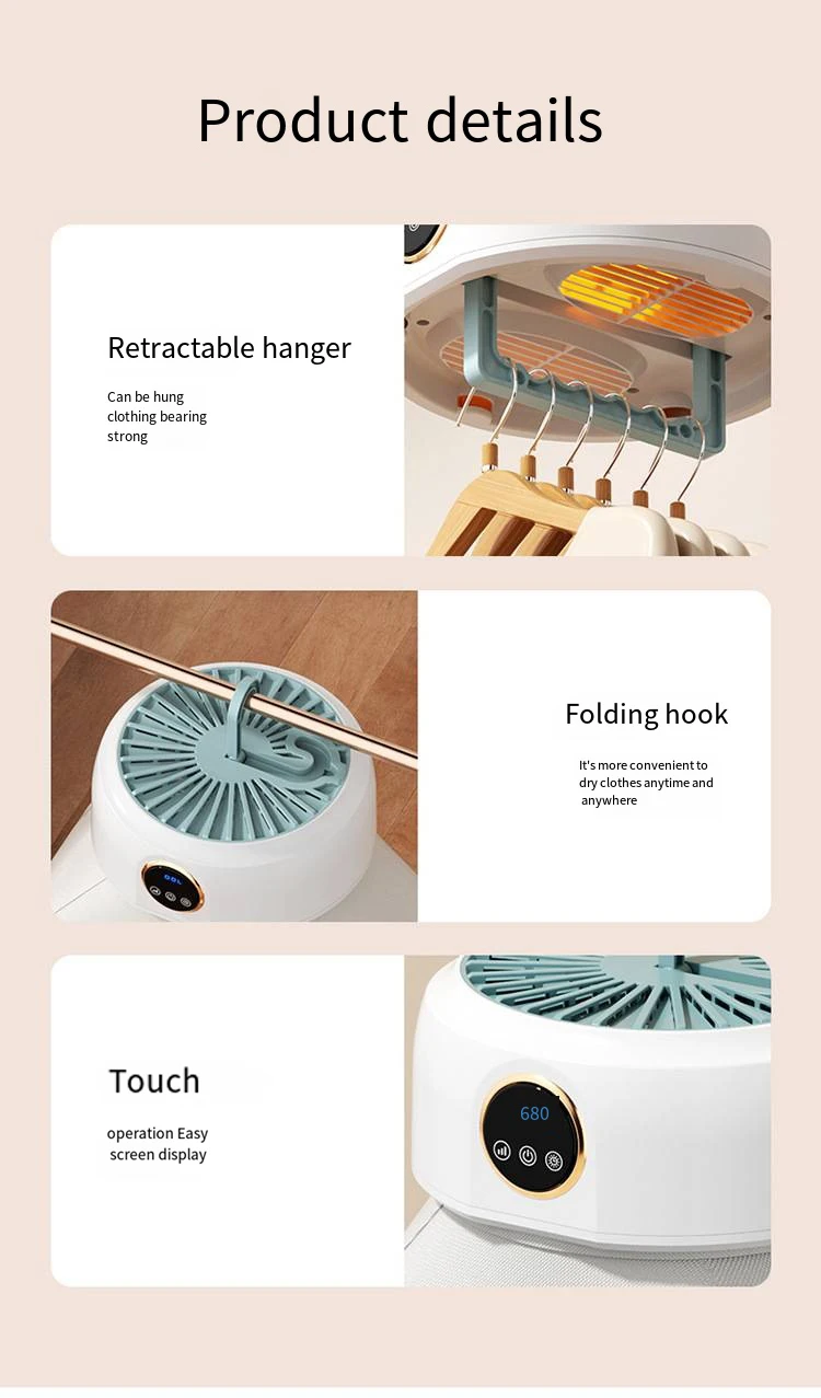 Clothes Dryer Electric Clothes Dryer Compact Foldable Mini Dryer Machine for Light Clothes