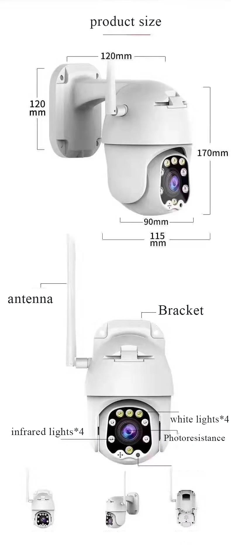 Megcam 1080P купол 2,5 дюймов пластиковые камеры обнаружения движения охранных обладает wifi, водонепроницаемая камера ночного видения ptz микро-шпион внутреннего наблюдения cctv
