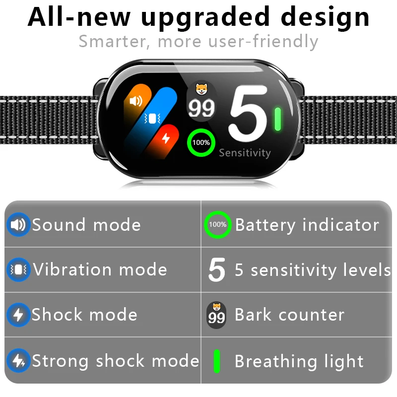 BR02 Rechargeable Magnetic Bark Collar IP67 Waterproof Anti-Barking Vibrating Shock Collar with Fashion Style Discounted Sale