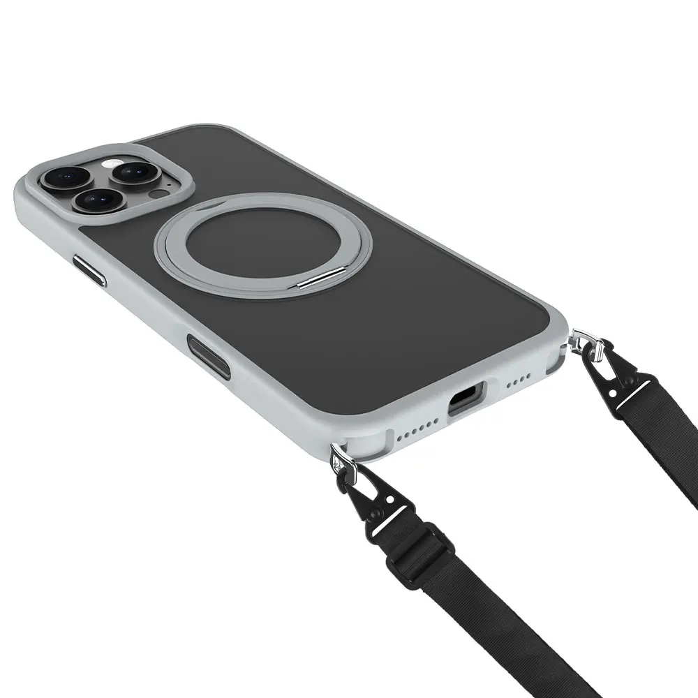 Laudtec Clear Back Phone Case 360 Rotating Holder Lanyard Hole Thin Shell Simple Cover for Iphone 17 Air 15 Plus Pro Max Sjk874