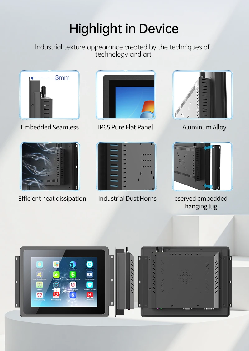 High Quality Industrial All-in-One Touch PC 21.5" IP65 PCAP Capacitive J9001/i5/i7 CPU Linux/Windows Fanless Embedded Panel PC