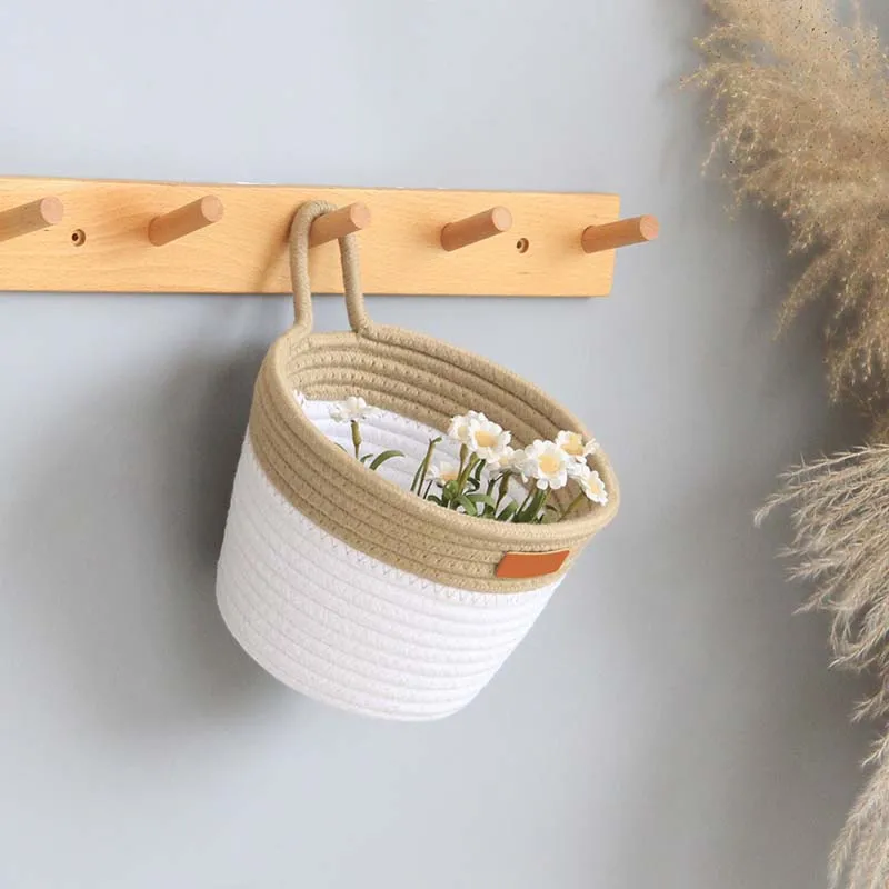 Wholesale Simple Wall Mounted Hanging Cotton Rope Storage Organizer