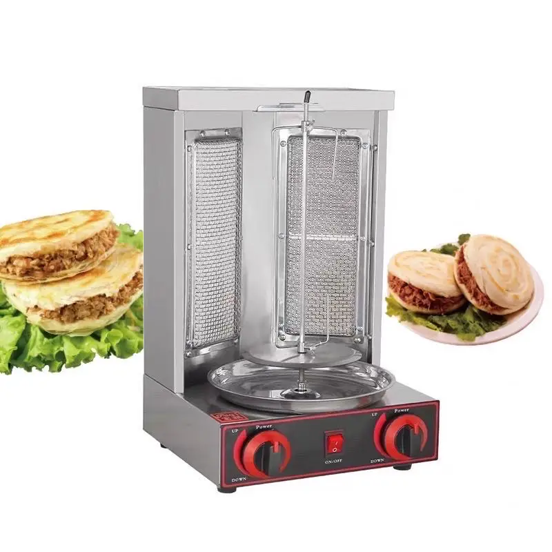 Commercial Gas Electric 2 In1 Automatic Rotating Chicken Kebabs Stainless Steel Shawarma Grill Machine