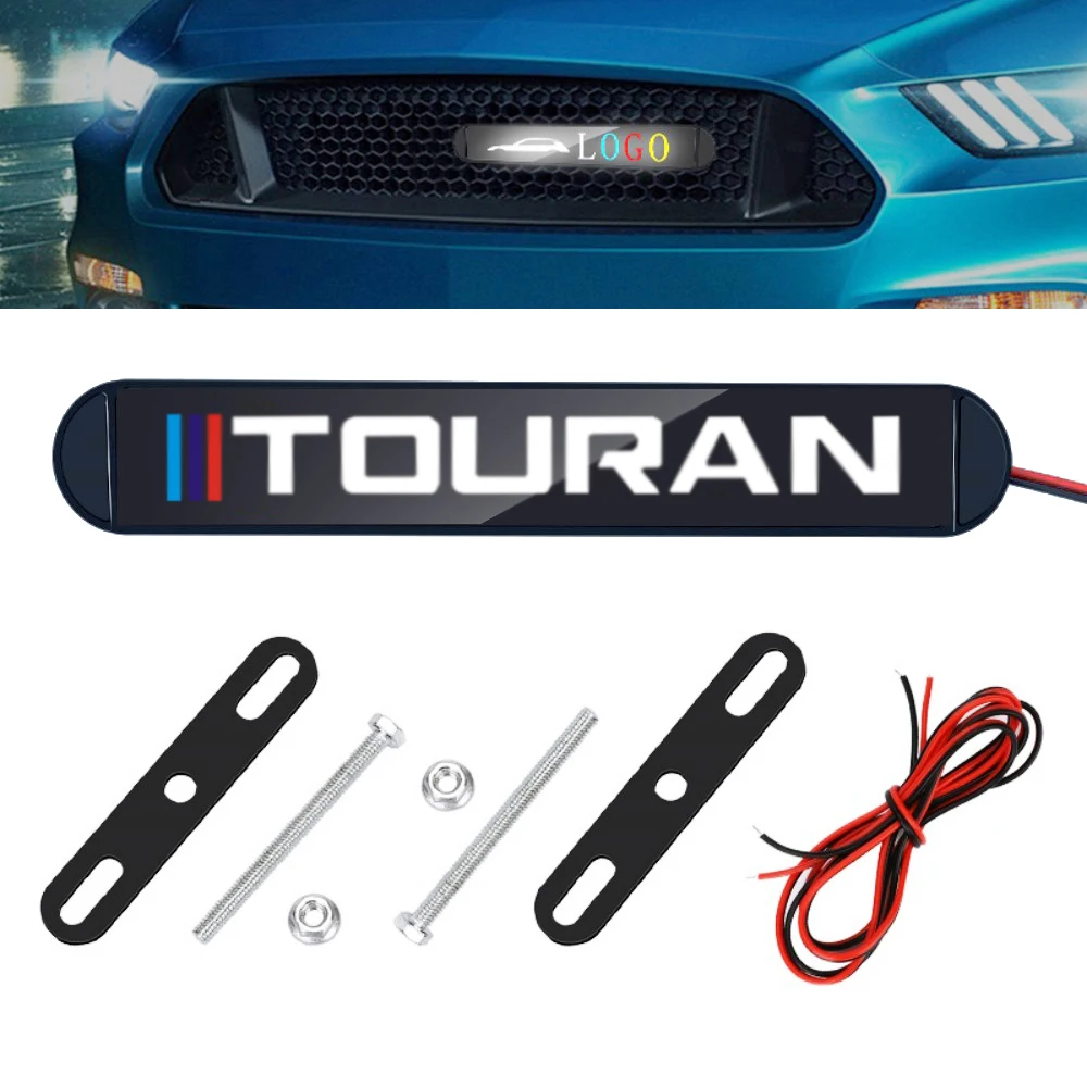 Car Motorcycle Daytime Running Lights Logo LED Front Grille Sign Badge Illuminated Medium Net Emblem for Volkswagen TOURAN BORA