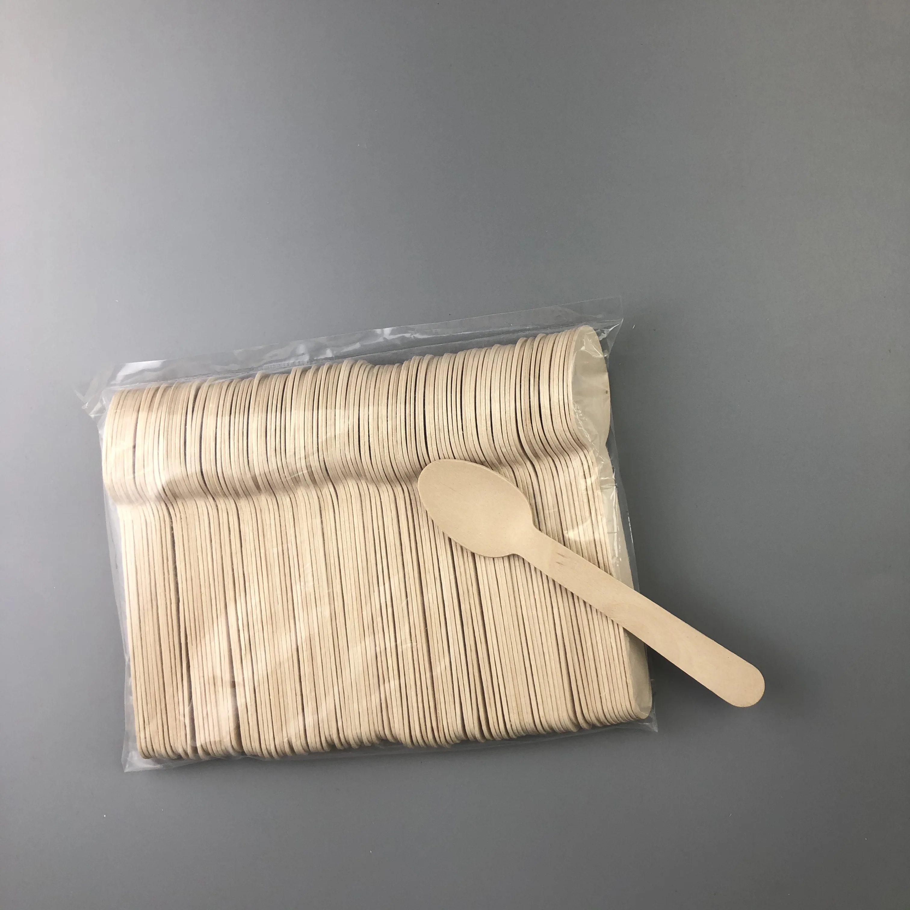 Eco-Friendly Disposable Birch Wooden Spoons for Ice Cream Tasting Odorless and Small Mini Cutlery
