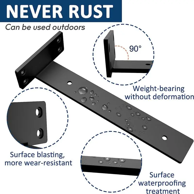 10inch Floating Shelf Brackets,Heavy Duty Cast Iron Shelves Brackets,1/