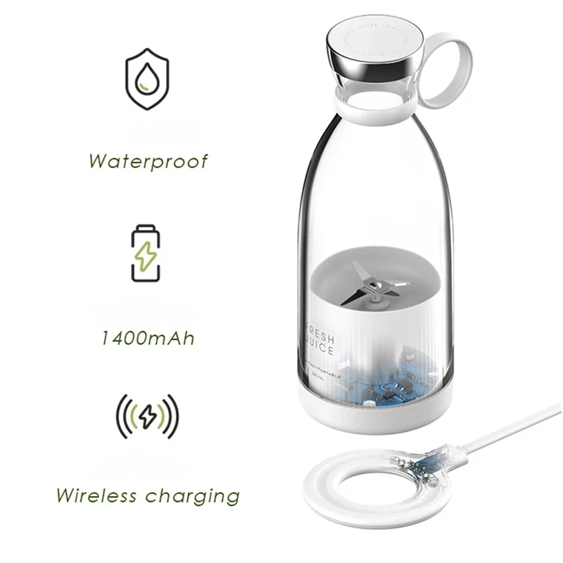 Tragbarer elektrischer Mini-Fruchtentsafter 214 mit magnetischer kabelloser Ladefunktion, wasserdichtem Mixer für Smoothies und Shakes_voghion.com