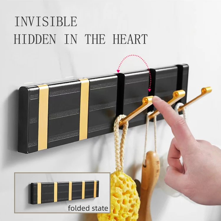 Modern Wall Floating Coat Track Hook Wall Mounted Folding Rack Hidden ...