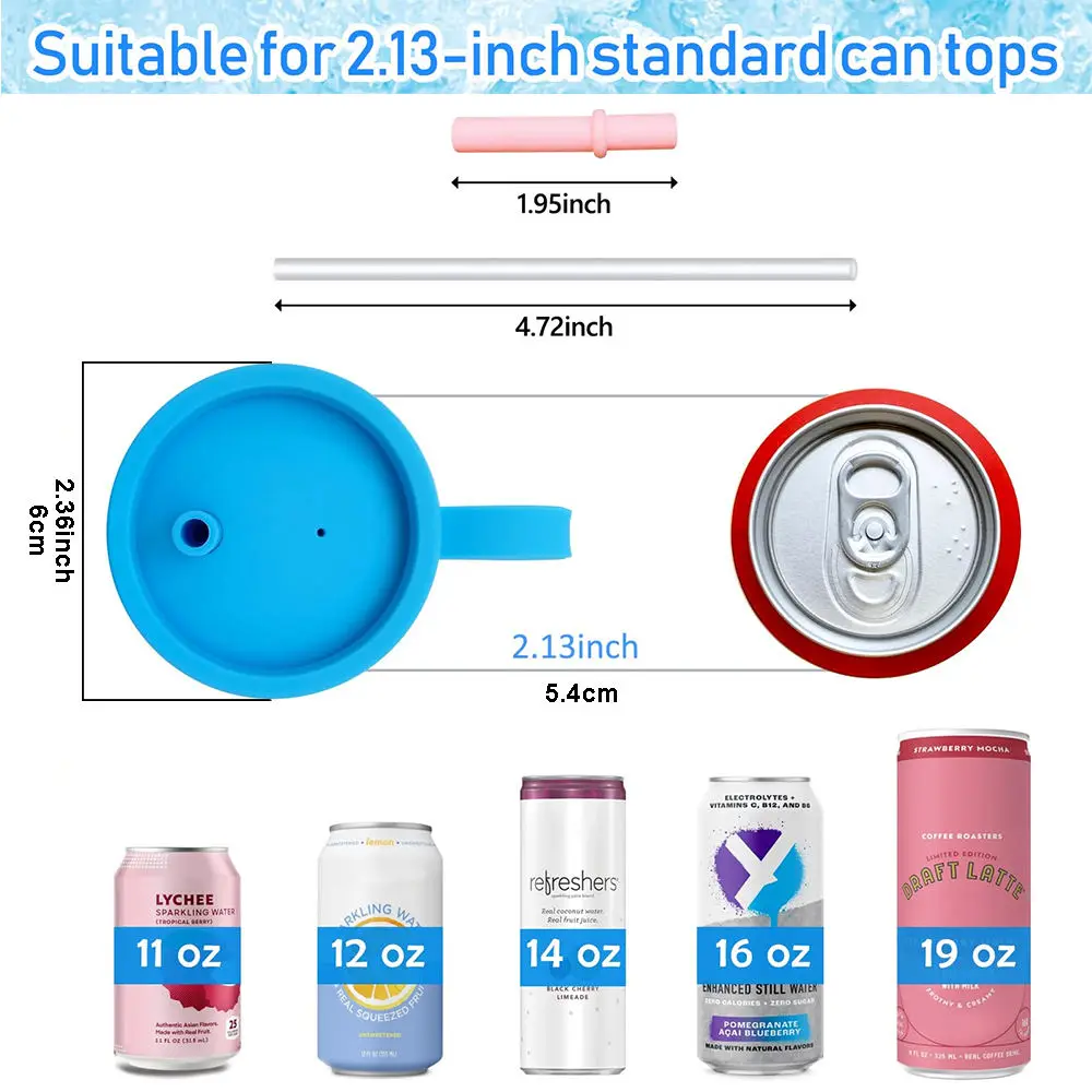 Silicone Can Cover with Straw Hole & Carry Handle