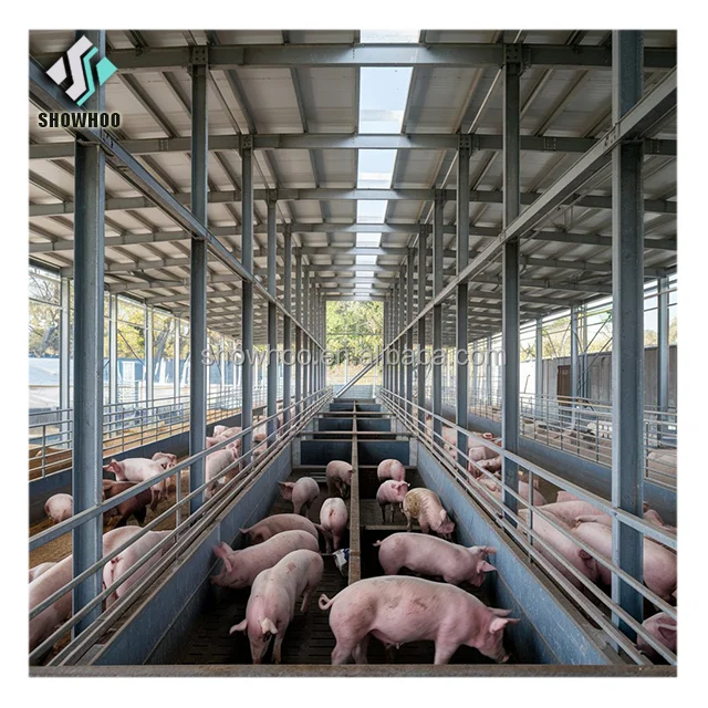 Low Cost Prefabricated Steel Frame Housing Pig House Building for Sale