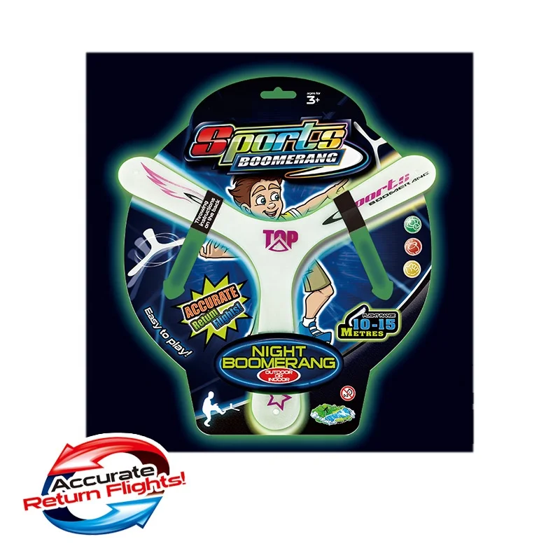 Высококачественная пластиковая спортивная игра boomerang, светящийся летающий диск для игр на открытом воздухе