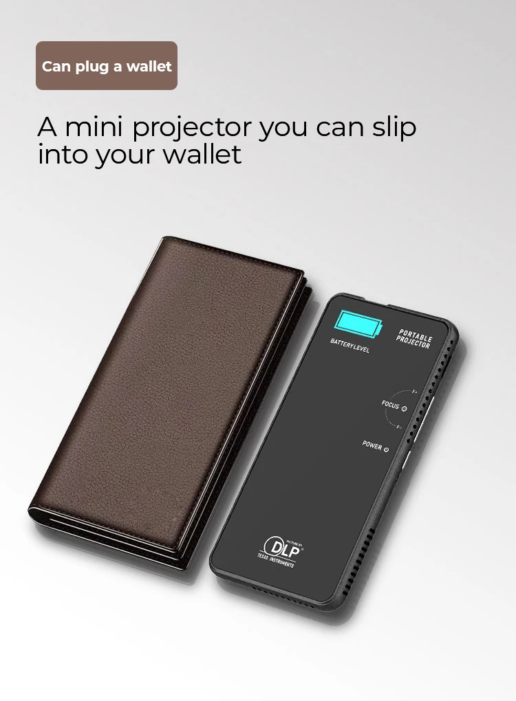 W&F Black Card Mobile Phone Android Mini Projector 4K DLP