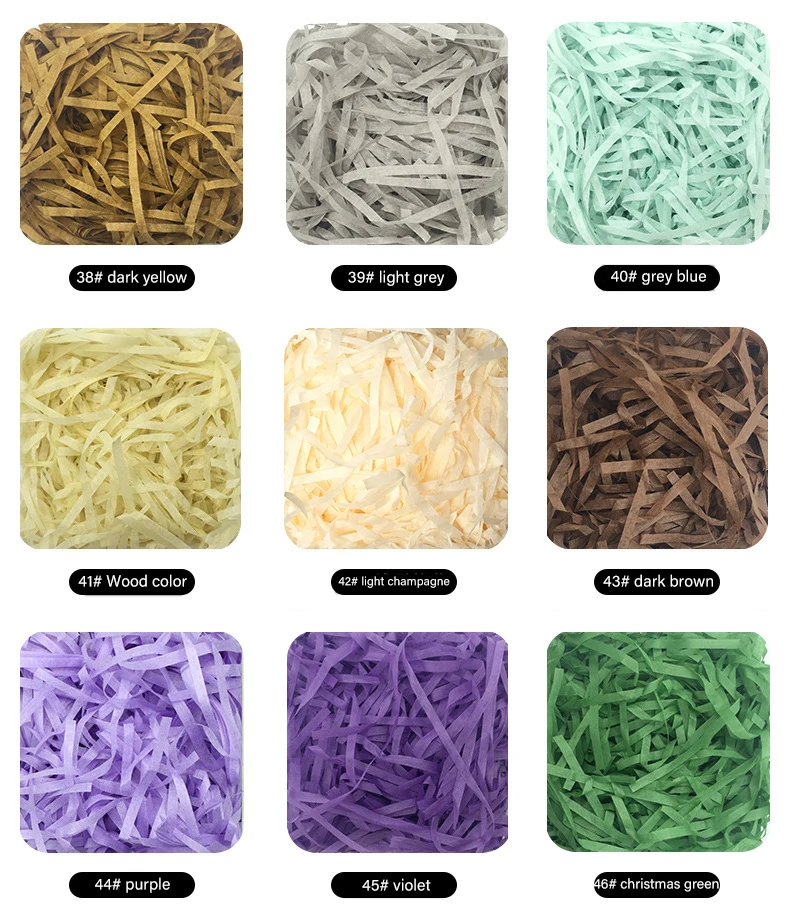 Recycled Bulk Decorative Gift Box Black Brown Crinkle Tissue Packing Raffia Shredded Paper