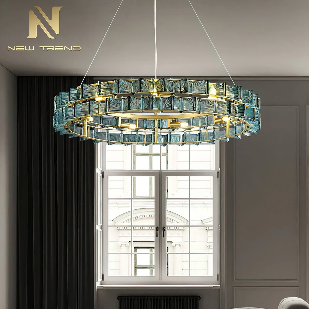 CPL-461 Modern Luxury Murano Glass Ring Chandelier – Large LED Halo Pendant Light for Living Room LED Round Pendant Light