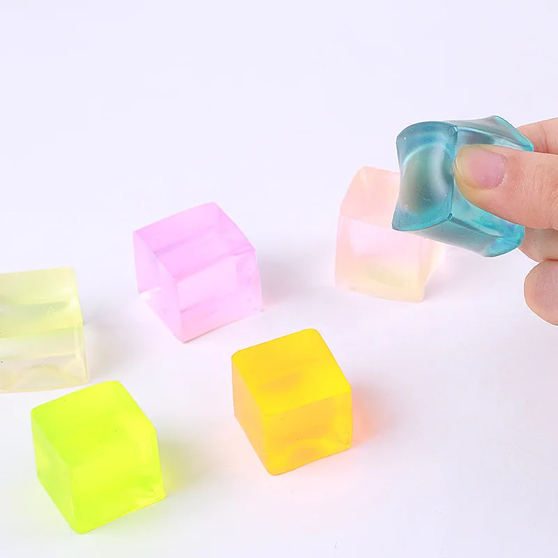 Squishy Ice Cubes Fidget Toys Squeeze Stretchy Clear Jelly Color Stress ...