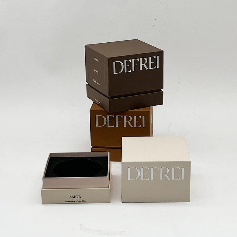 Custom Luxury Empty Rigid Paper Cardboard Gift Packaging Eco-Friendly Wholesale Luxury Soy Candle Black Box Packing Custom Logo manufacture