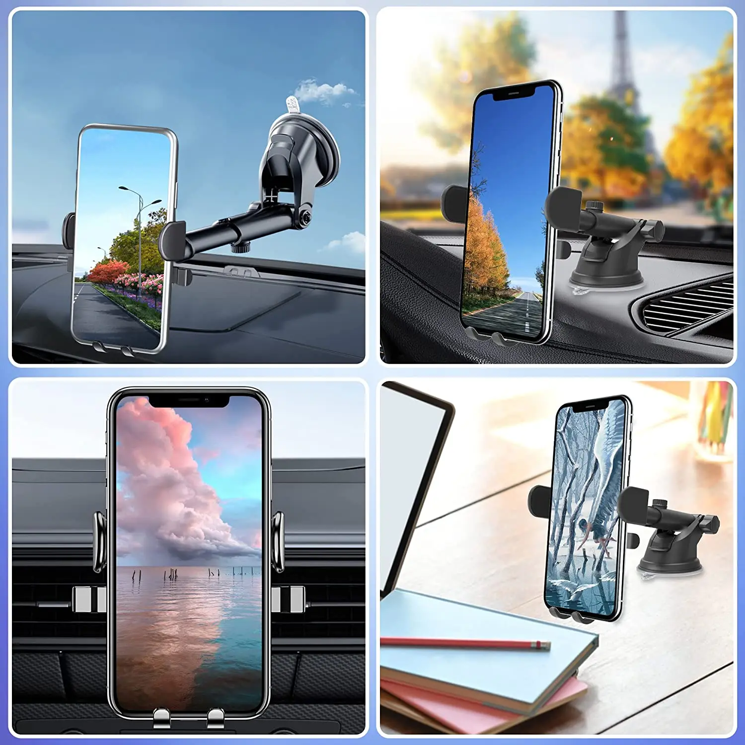 Universal Magnetic Quick Snap Car Dash Mount – Wireless Charger, Air Vent Holder, QC3.0